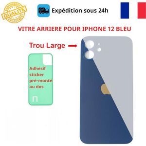Vitre Arrière Pour IPhone 12 / 13 - Grand Trou Caméra - Turquoise - Neuve