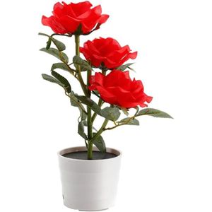 POT LUMINEUX Pot De Fleurs Solaire Rose - Lumières Solaires - Pour L'Extérieur - Rose - Fleur - Lumière Led - Rose Artificielle[u6685]