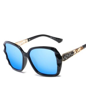 LUNETTES DE SOLEIL Lunettes de soleil femme-Haute qualité La mode Polariseur Protection UV Lunettes de soleil Cadre noir&Bleu glace