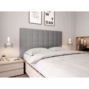 TÊTE DE LIT Tête de lit en tissu grise MEGAN 140 cm - LOUNGITUDE - Scandinave - Moderne - Bois - Panneaux de particules