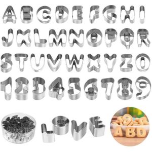 Lot de 26 emporte-pièces alphabet en acier inoxydable Moules à gâteau en forme de lettres de A à Z pour enfants 