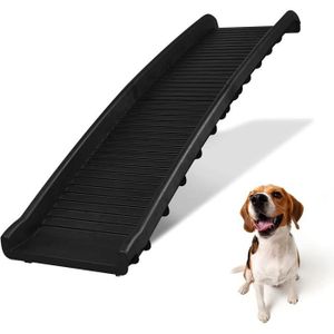 Porte barrière et rampe pour chien Giantex escalier pour chien pliant à 4  marches en plastique charge 60kg 64 x 39 x 49 cm feutre doux chiens et  chats café