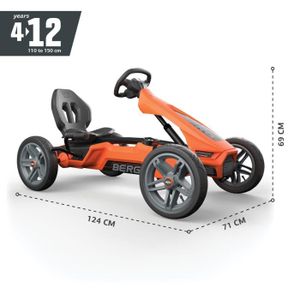 VOITURE A PEDALES Kart à pédales Rally NRG Orange - BERG - Pour Enfant - 4 ans et plus - Pneus à chambre à air