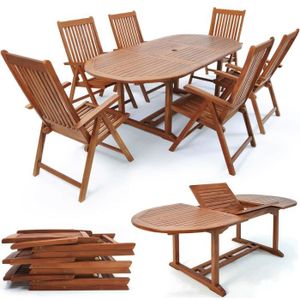 Ensemble table et chaise de jardin Deuba | Ensemble de Jardin 6+1 • en Bois d'eucalyp