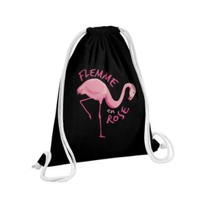 SAC DE SPORT Sac de Gym en Coton Noir Flemme en Rose Jeu de Mot