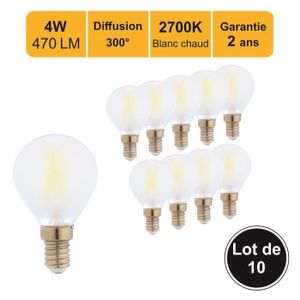 AMPOULE - LED Lot de 10 ampoules LED filament E14 4W (equiv. 40W) 470Lm 2700K - garantie 2 ans