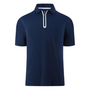 POLO Polo Homme Col à Fermeture Éclair Manches Courtes T-shirt Ete Top Elegant Couleur Unie Tissu Confortable - Taille US - Bleu marine