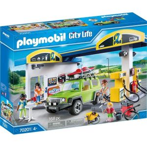 UNIVERS MINIATURE Station essence PLAYMOBIL City Life avec 4 personn