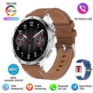 MONTRE CONNECTÉE Huawei-Xiaomi GT4 Pro Smartwatch pour homme,suivi GPS,AMOLED,écran HD 2024*466,NDavid,appel - Brown Leather-BT Call Watch