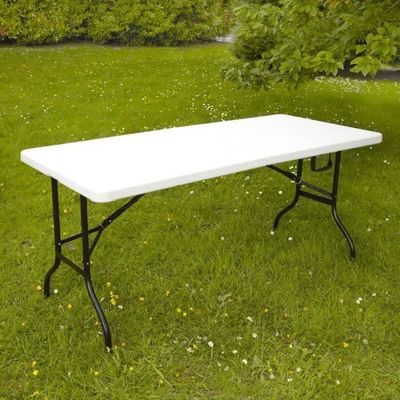 MaxxGarden - Table de Jardin en Plastique - Pliante - 180 x 75 x 74 cm -  Blanc cassé - Cdiscount Jardin