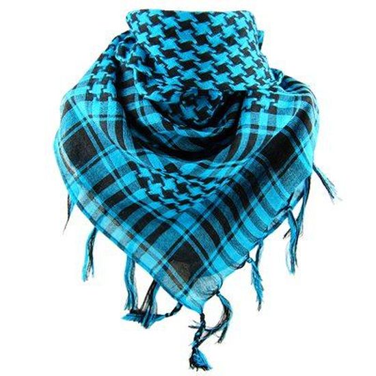 Shemagh (Keffiyeh) Bleu Style Arabe/palestinien - 120x120 Cm - Coton, Fait Main En Inde - Neuf