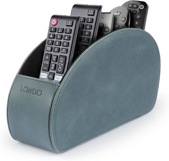 Support Télécommande Cuir 5 Compartiments – Organisateur Bois & Cuir Synthétique Pour TV, Table De Chevet, Bureau Élégant