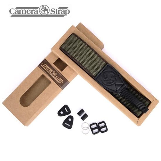 Sangle Appareil Photo Cuir Et Nylon – Réglable, Boucle Rapide, 1,35 M, Vert, Confortable Et Robuste