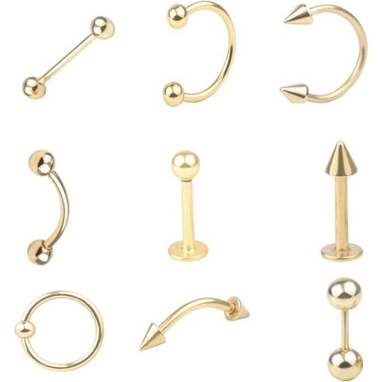 Lot De 21 Piercings Nez En Acier Chirurgical 316L - Forme L Et Clicker - 20G/0.8mm - Pour Femme Et Homme