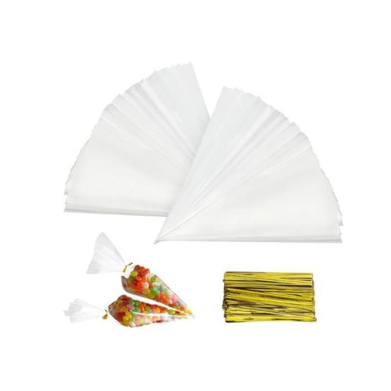 Lot De 100 Sacs à Biscuits Transparents Avec Attaches Dorées - 120x180 Mm - Parfait Pour Noël, Mariages, Cadeaux