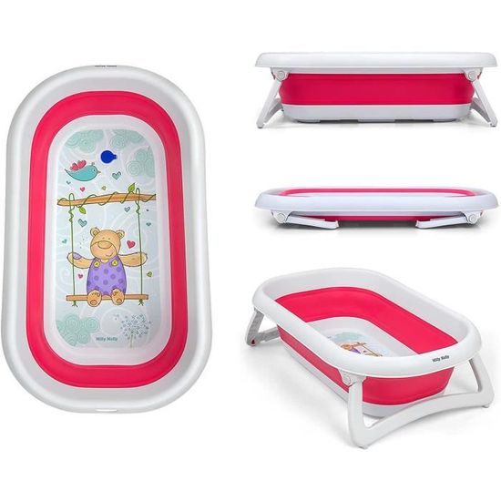 Baignoire Pliable Portable Pour Bébé - 75x70x25 Cm Déplié, Avec Jouets, Idéale Salle De Bain, Voyage Et Animaux - 9