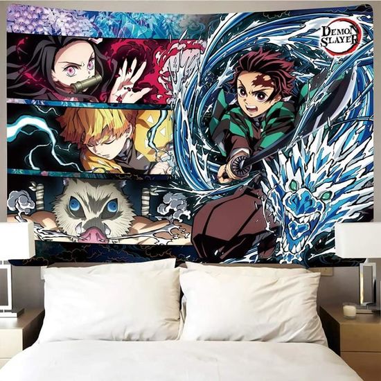 Papier peint Anime Demon Slayer Studio Lait Thé Boutique Décoration  Japonais Manga Couleur mural personnalisé pour salon chambre décoration