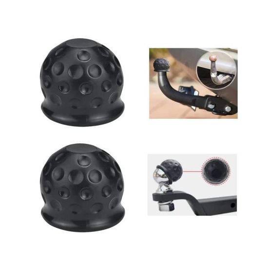 Cache Boule Attelage 50mm Moollyfox Lot De 2 - Capuchon Protection Plastique Pour Boule Remorque Noire