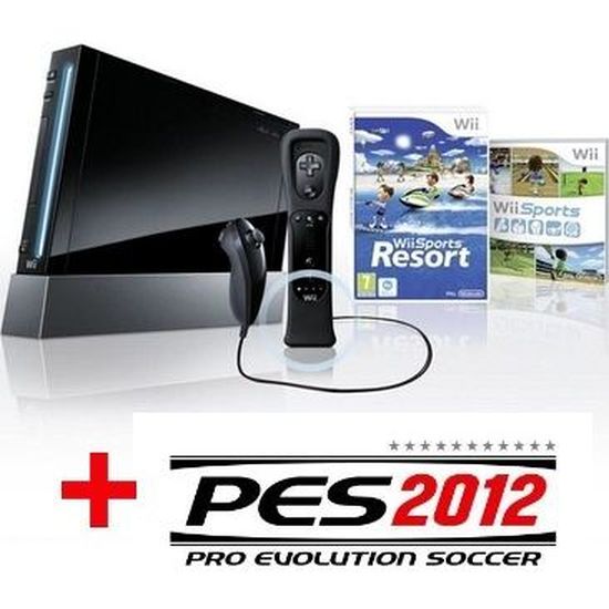 Console Nintendo Wii Noire Avec Manette, Nunchuk Et 2 Volants - Fonctionnelle