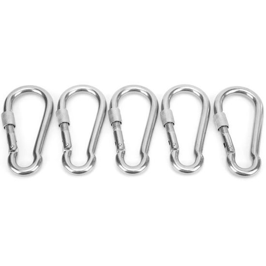 Favofit Mousquetons Verrouillables 12KN Lot De 4 - Noir Robuste Pour Camping Randonnée