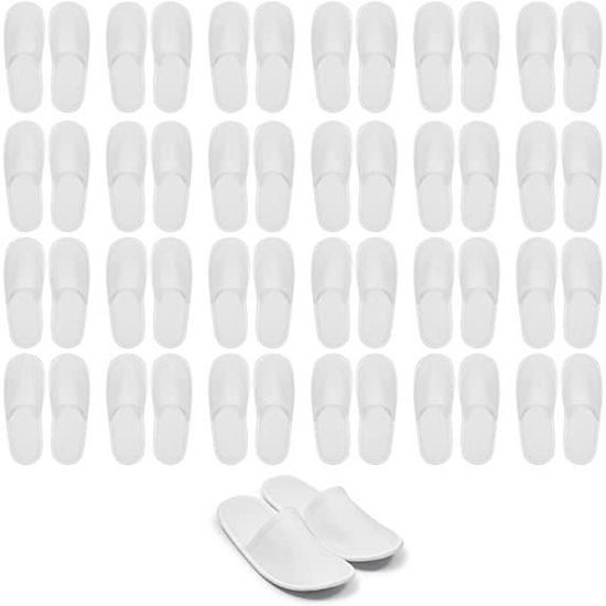 Chaussons Jetables Confortables Pour Invités - 2 Paires - Blanc - Taille Grande Jusqu'à 44 EU