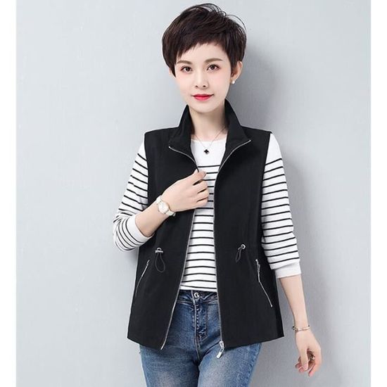 LCDIUDIU Gilet Sans Manches Tricoté Femme - Cardigan Oversize Col V - Pull Grand-mère Chic Beige Vert - Automne Hiver