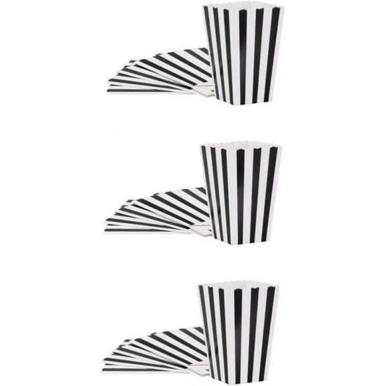 Lot De 24 Boîtes à Popcorn En Carton Noir Rétro - Idéal Pour Fêtes, Cinéma Maison Et Cadeaux