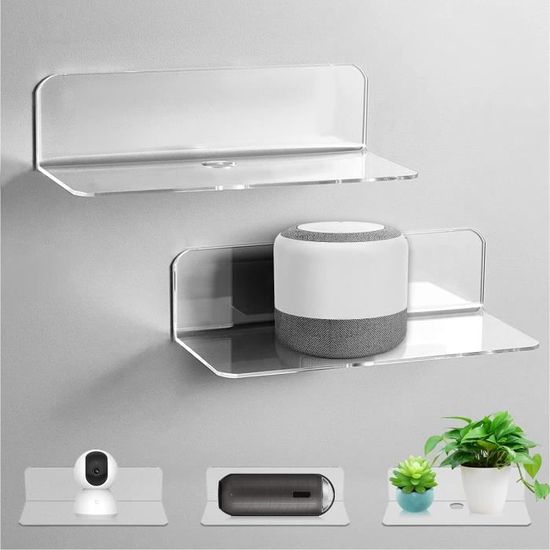 Etagere Figurine Étagères Flottantes Acrylique Dezzer - Lot 4 Transparentes 34,8cm - Rangement Mural Invisible Salon Cuisine étagères Transparentes