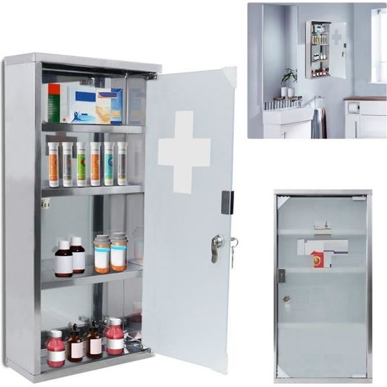 Acier Inoxydable Verrouillable Avec Porte Vitrée 30x12x30 Cm