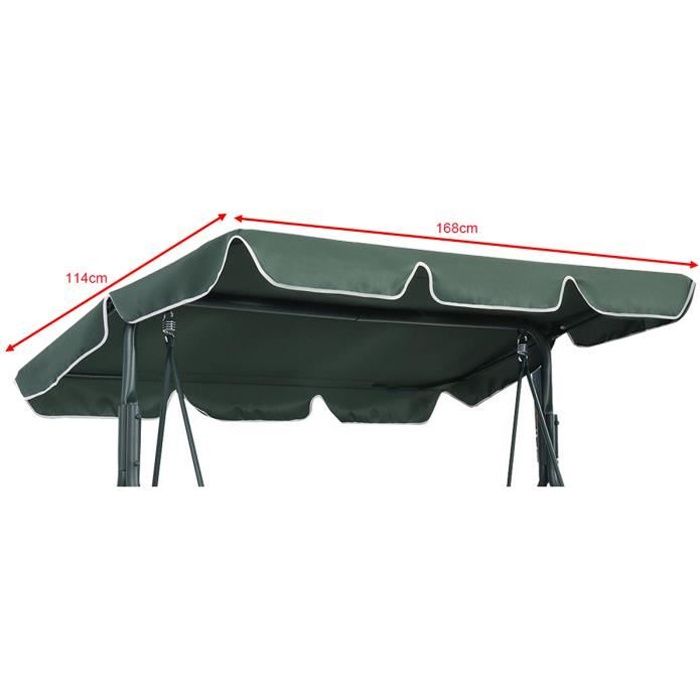GOPLUS Toit pour Balancelle Toit pour Balançoire Imperméable avec Largeur de Bord 12cm Vert 168 x 114cm