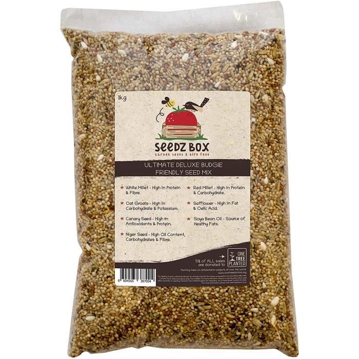 Nourriture pour oiseaux Mélange suprême de grains et de noix nourriture pour perruches ondulées, SeedzBox Budgerigar Bud 128014