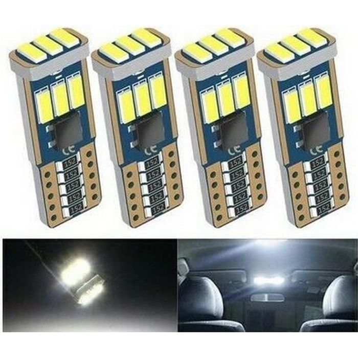 Ampoules T10 LED W5W Canbus 9 smd Blanc Veilleuses 6000K auto moto