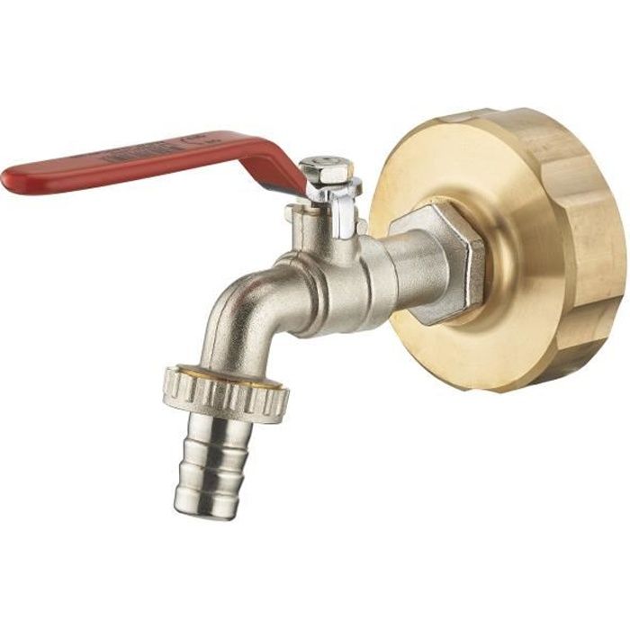 AROZ Kit cuve 1000l raccord laiton s60-femelle 3/4'' + robinet 1/4 de tour mâle 3/4''