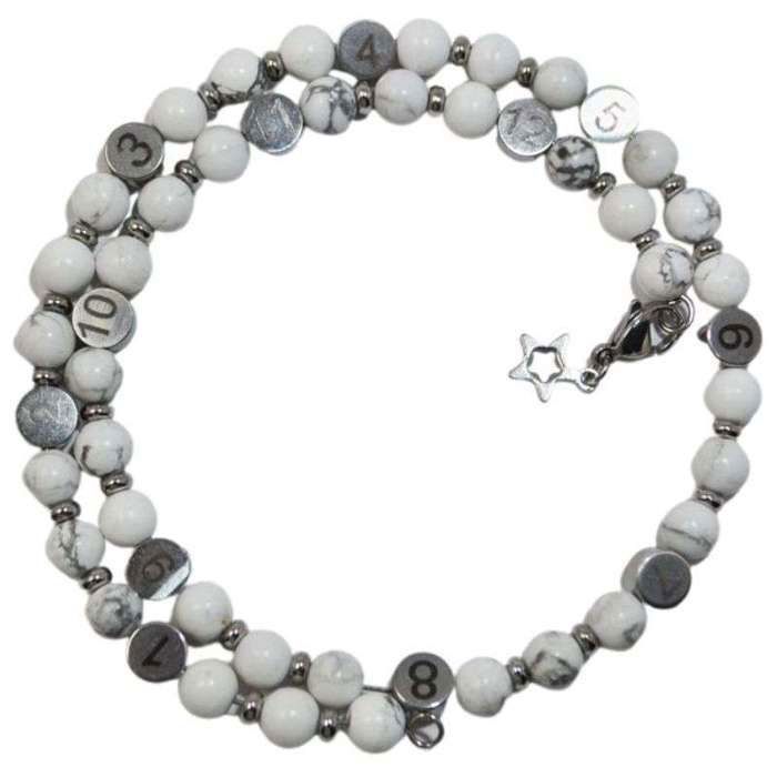 Bracelet d'allaitement /biberonnage fonction horloge - Lithothérapie pierre naturelle - Howlite Magnésite certifié en laboratoire