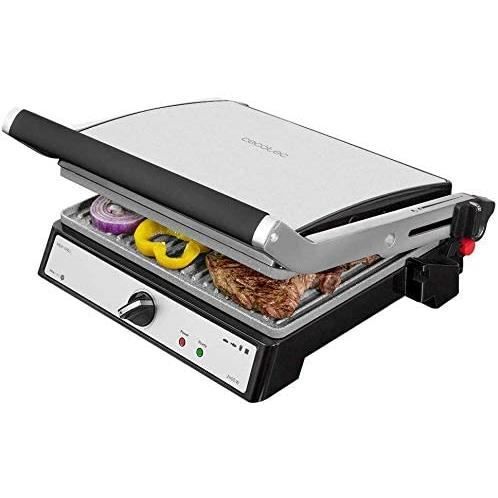 Cecotec Grill électrique Rock’nGrill 2400 UltraRapid 2400W, revêtement en pierre RockStone, plaque supérieure à ouverture et flottan
