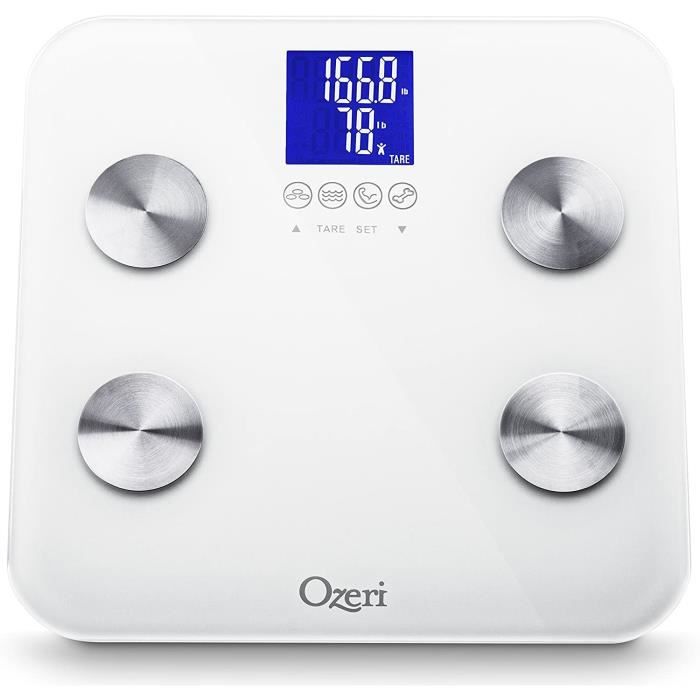 Pèse-personne Ozeri Touch - Balance digitale 200kg maximum - Mesure le poids, les quantités de graisse, d'eau, de muscle 586339