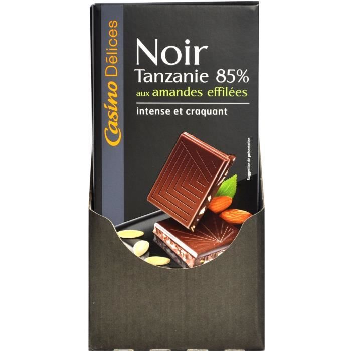 CASINO DELICES Chocolat Noir Extra-Fin aux Amandes effilées - 100g