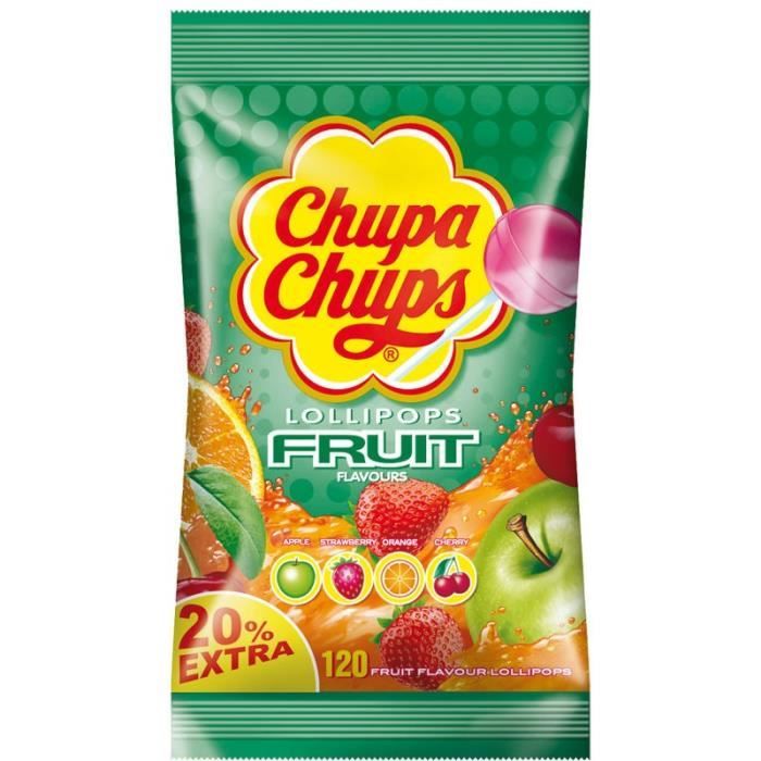 Sucettes Chupa Chups Fruit, 120 pièces