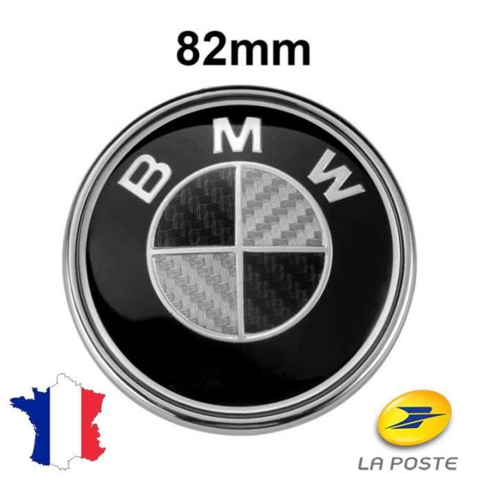 Emblème capot BMW Neuf : 82mm Fibre de carbone NOIR