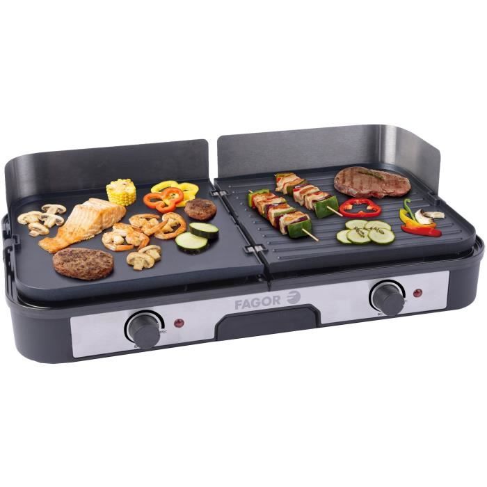 FAGOR - FG823 - Plancha Inox Extra Large - 2000 W