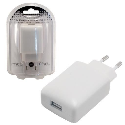 MCL Chargeur de secteur USB 2A - 1 port - Blanc