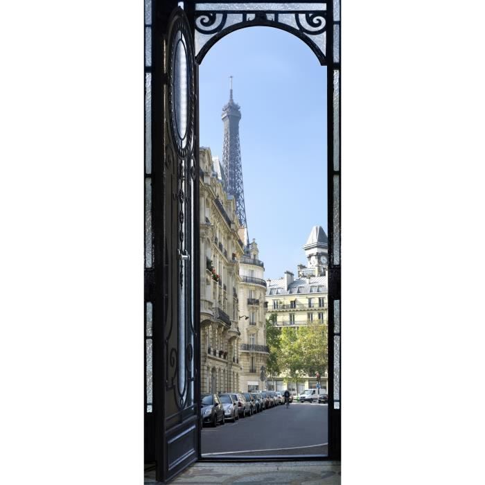 Sticker Adhésif de porte Ondoor- Rue parisienne - 204 x 83 cm
