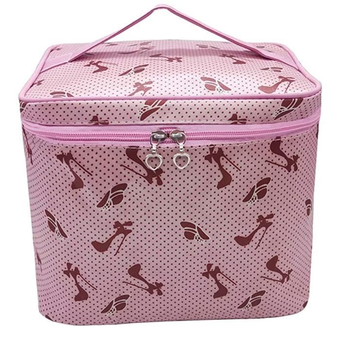 Grande capacité Imprimé Sac cosmétique Voyage Zipper poche de maquillage Pouch Sac de toilette Organisateur