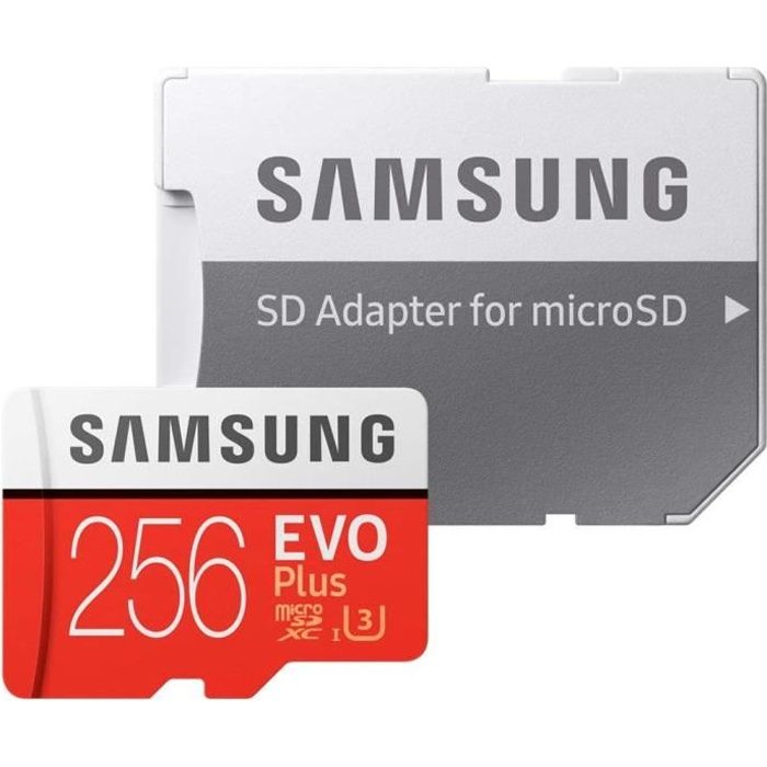 Samsung 256Go MAX lecture 100 Mo/S écriture 90 Mo/S Mémoire Micro SD SDXC 256G Carte EVO PLUS C10 TF Cartes U3 Flash avec adaptat...