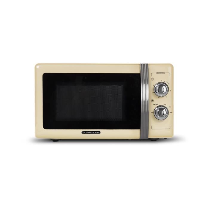 SCHNEIDER - SMW20VCR - Micro ondes Vintage - 700 watts - 5 niveaux de puissances - Fonction décongélation - 20 litres - Crème