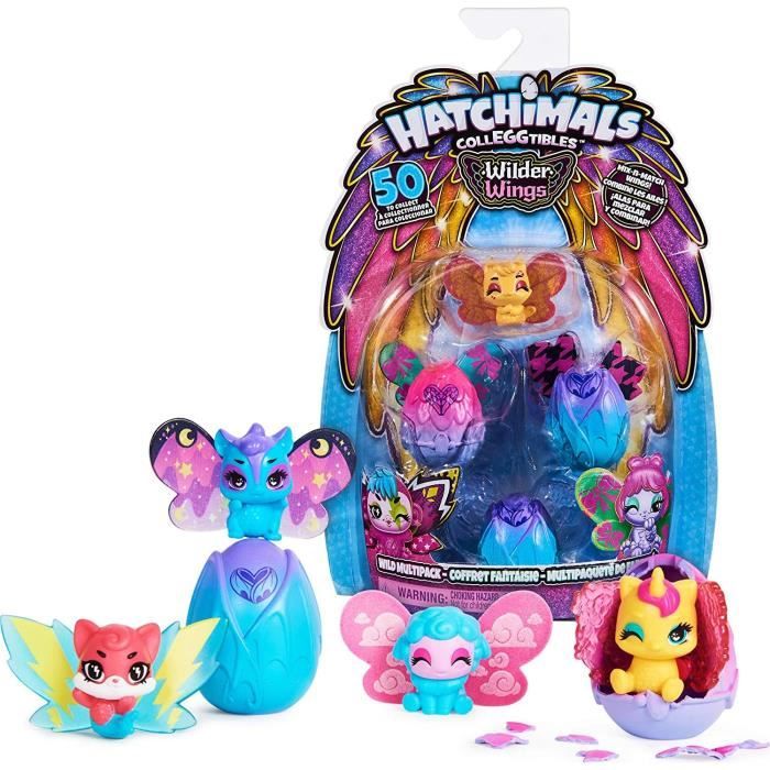 HATCHIMALS - COFFRET de 4 S9 Wilder Wings - Figurines Hatchimals à collectionner Avec Ailes Magiques - 6059012 - Modèles aléatoires
