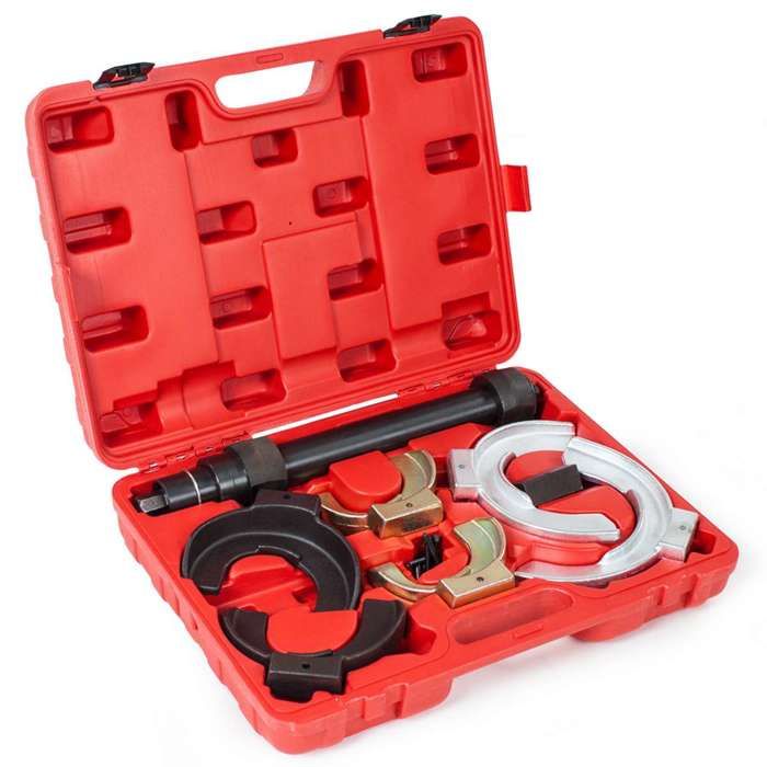 TECTAKE Compresseur de Ressort d’Amortisseurs McPherson Auto Moto avec Ressorts 80 mm à 190 mm + 1 Coffret Rouge