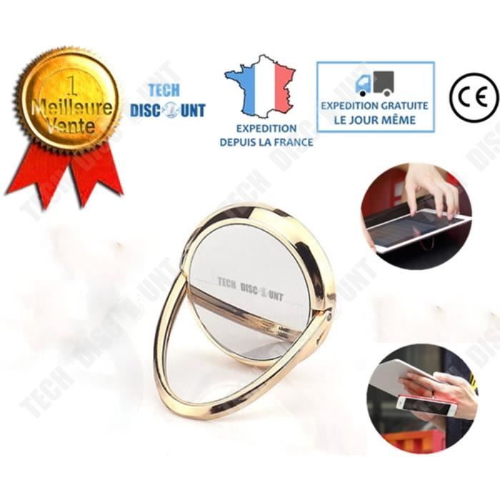 TD® bague telephone portable pas cher ventouse adhesif rond plastique anneau support accessoire samsung iphone android universel
