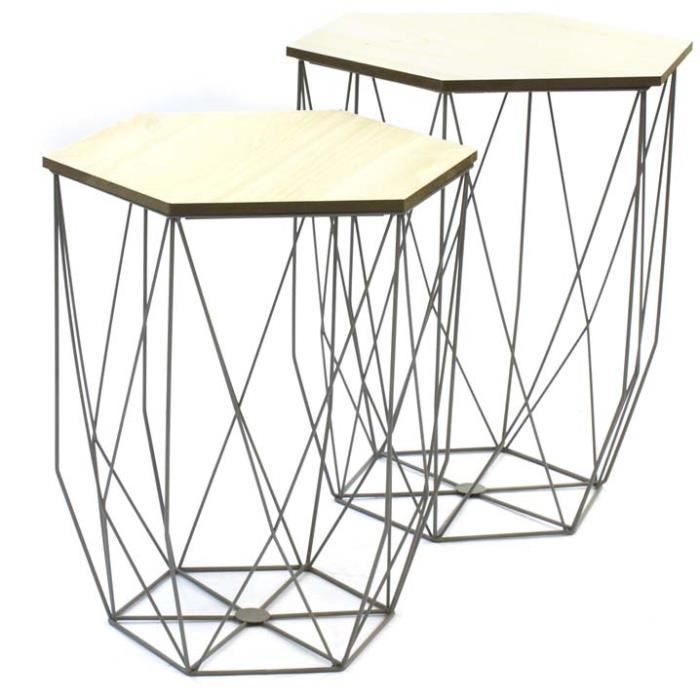 Tables gigognes filaires (lot de 2) Gris