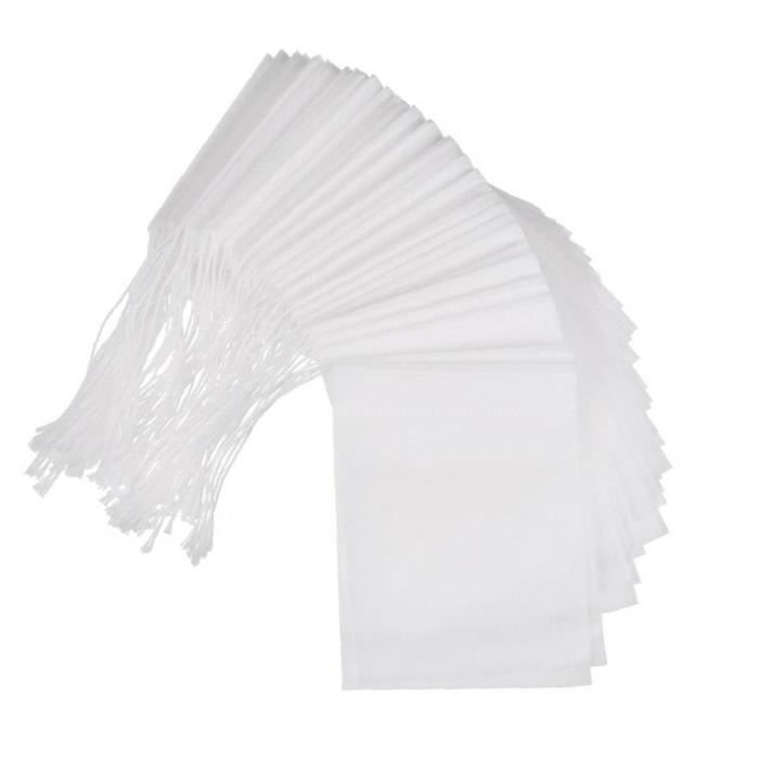 Sac à thé Filtre Sacs jetables Tissu Filtres anti-tissés non tissés pour la feuille lâche 100pcs